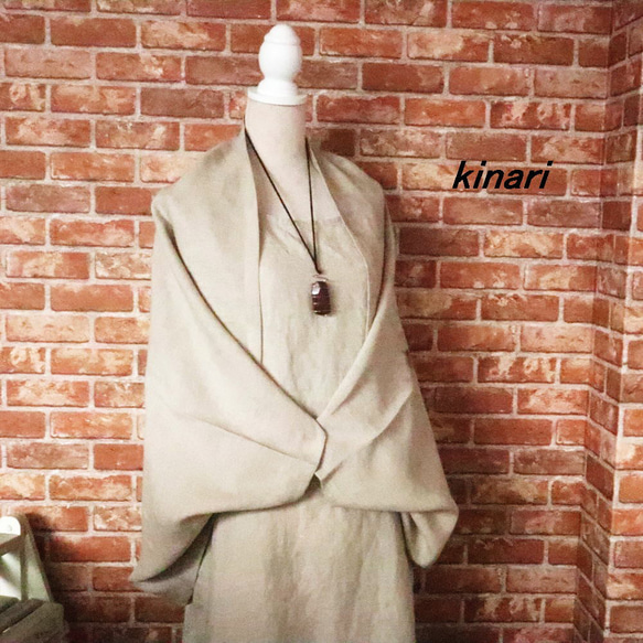 【 豊富な５色展開！３WAY】リネンの羽織りボレロ　ストール❣️フォーマル　和装　生成り・黒・チャコール・紺　 8枚目の画像