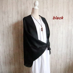 【 豊富な５色展開！３WAY】リネンの羽織りボレロ　ストール❣️フォーマル　和装　生成り・黒・チャコール・紺　 2枚目の画像