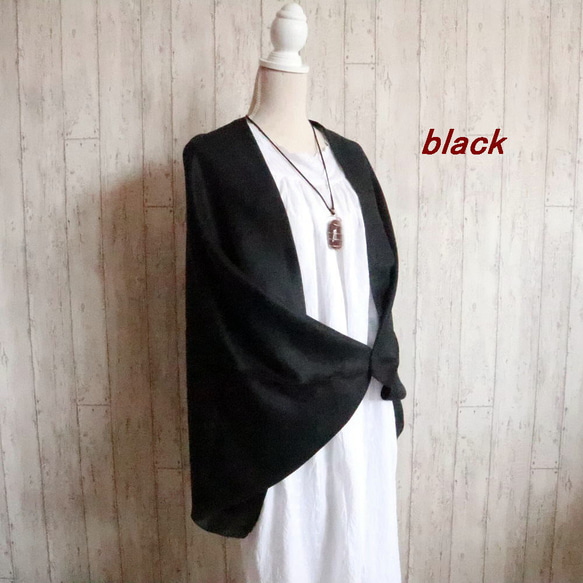 【 豊富な５色展開！３WAY】リネンの羽織りボレロ　ストール❣️フォーマル　和装　生成り・黒・チャコール・紺　 2枚目の画像