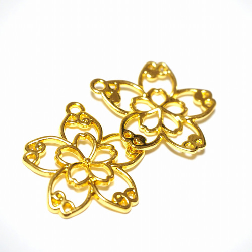 4個 レジン枠 26×24mm ゴールド 桜 さくら 空枠 レジン 4個 レジン枠 26×24mm ゴールド 桜 さくら 空枠 レジン