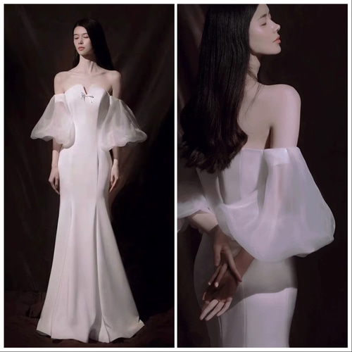 マーメイド オフショルダー ウエディングドレス 前撮り 後撮り ドレス  