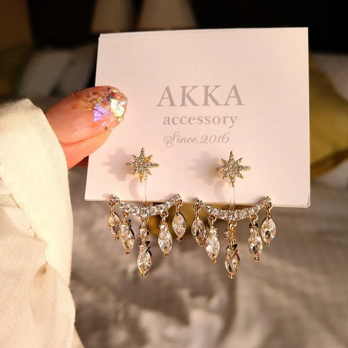 14kgp◇StarBijou gold hoopearrings 星スターフープイヤリングフープ