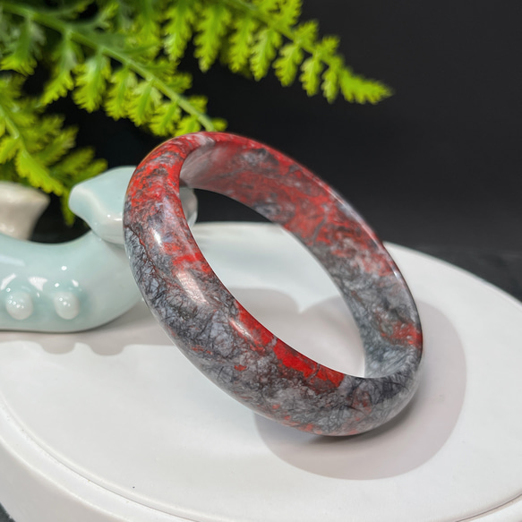 Natural Cinnabar Raw Ore Bangle 62MM 4枚目の画像