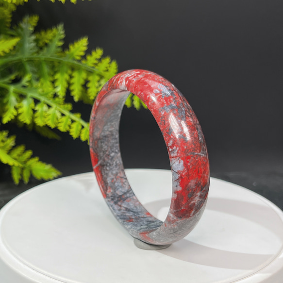 Natural Cinnabar Raw Ore Bangle 62MM 2枚目の画像