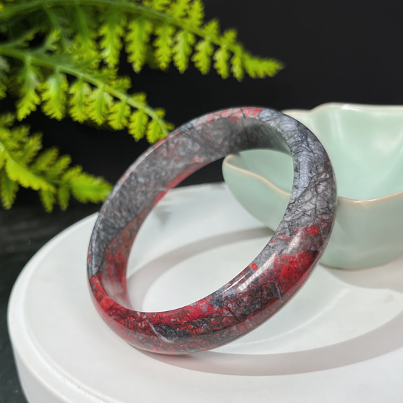 Natural Cinnabar Raw Ore Bangle 62MM 5枚目の画像