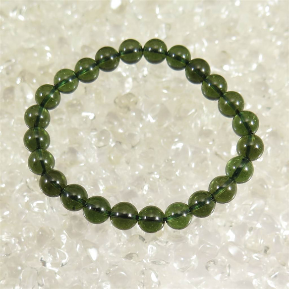 モルダバイト 8mm玉ブレスレット 鑑別書付 18.51g (榎本通商36207