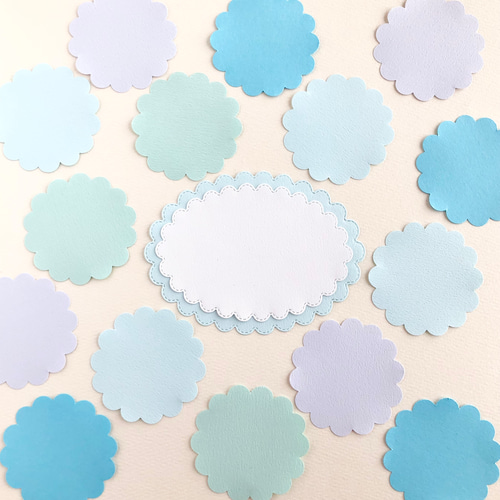 メッセージカード大、小(5.7cm) セット〜ブルー 色紙寄せ書き コメント