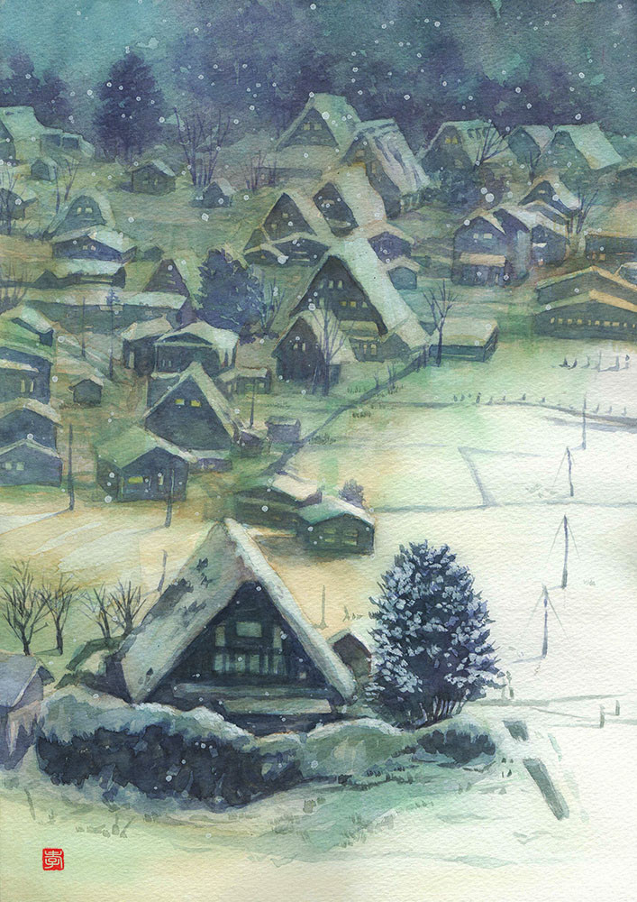 絵画　小野踏青「緑の風景」