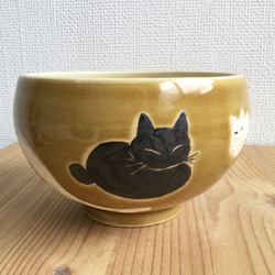 ねこの抹茶茶碗（黄瀬戸） 4枚目の画像