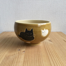 ねこの抹茶茶碗（黄瀬戸） 1枚目の画像