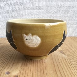 ねこの抹茶茶碗（黄瀬戸） 5枚目の画像