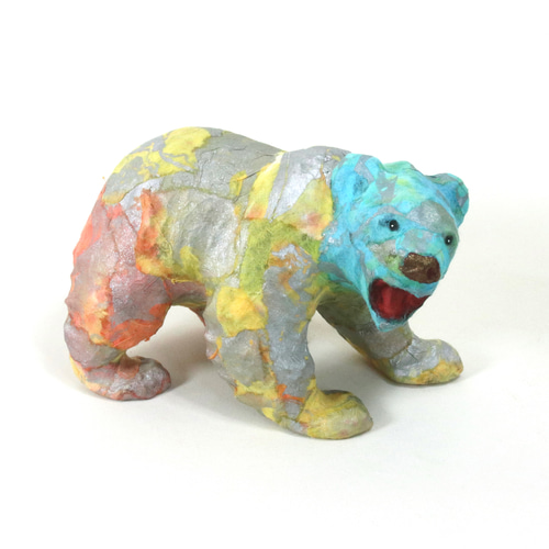 木彫りの熊 和紙貼りリメイク 一点もの その他置物 Eishun えいしゅん