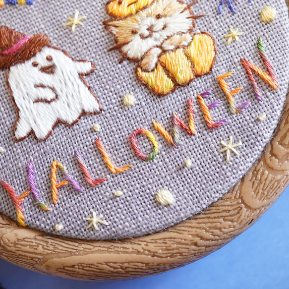 [刺繍キット]ハロウィンネコ①Halloween party カボチャネコ手刺繍飾り 12枚目の画像