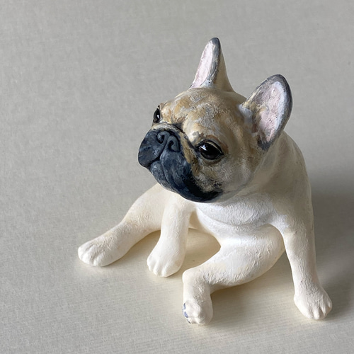 フレンチブルドッグ フォーン お座り 置物 インテリア雑貨 【ペットの