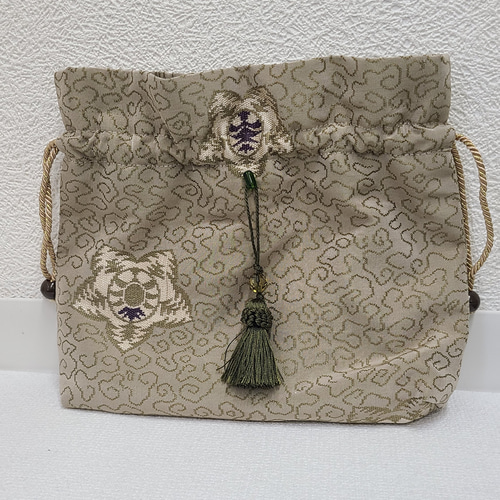 369 帯リメイク　緑の2wayミニバッグ 371番におまとめ出品しています 369 帯リメイク 緑の2wayミニ