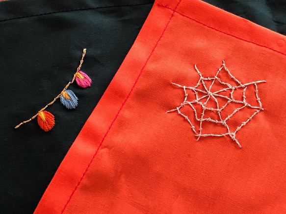 Hさまオーダー☆刺繍ランチクロス2枚セット、ハロウィン 2枚目の画像