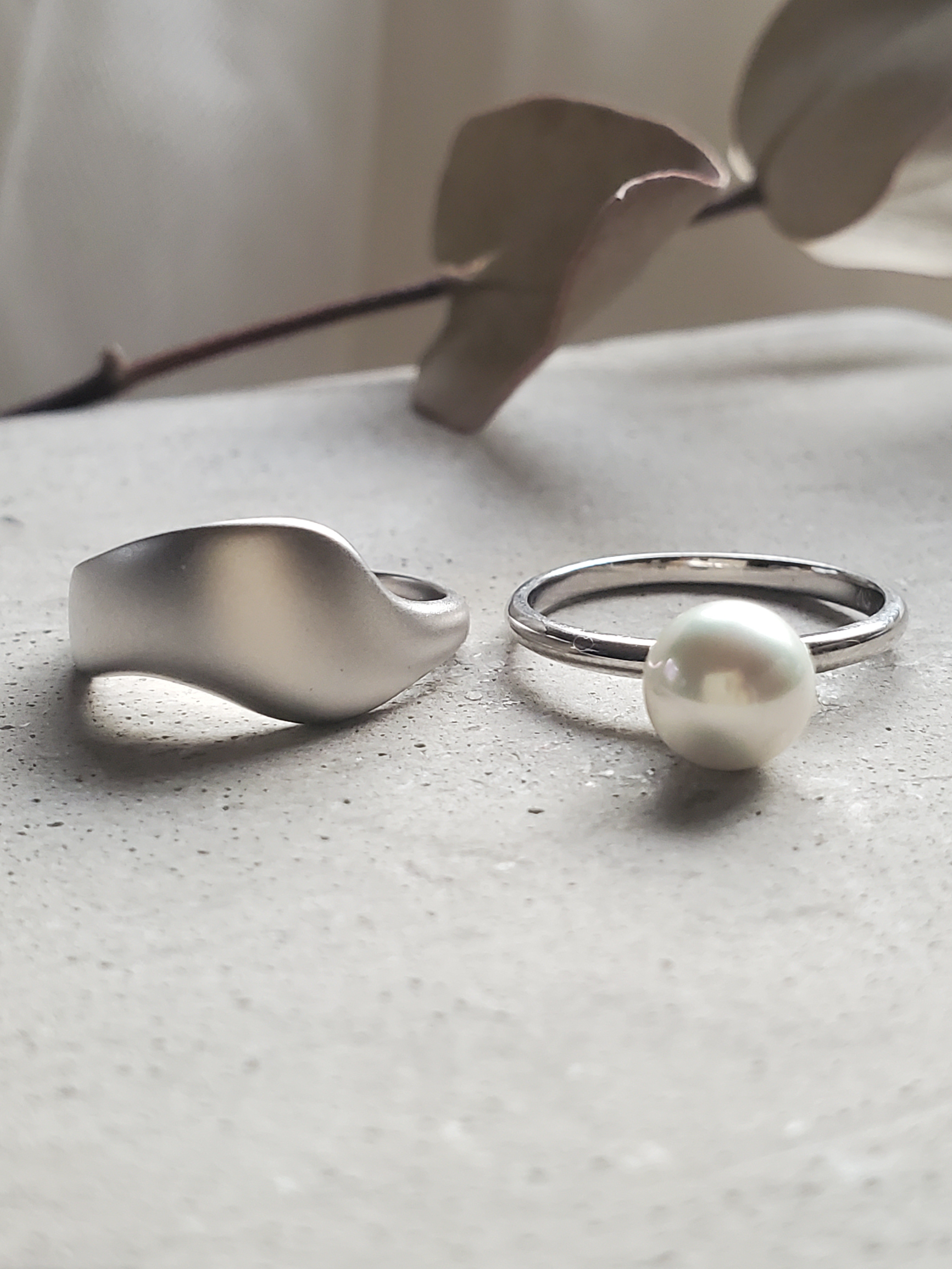 お買い得リングセットsv925 パール＆マットリングセット、ニュアンスなリング（パ-る222，220）