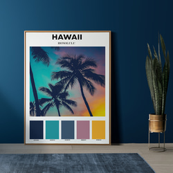 ハワイ トラベルポスター やしの木 / インテリアポスター 海外アート /4427 6枚目の画像