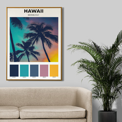 ハワイ トラベルポスター やしの木 / インテリアポスター 海外アート /4427 4枚目の画像