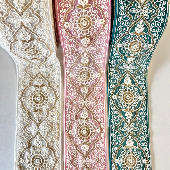 30cm  インド刺繍リボン  チュール  モロッコ風 2枚目の画像