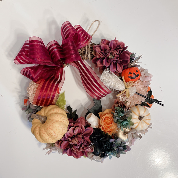 秋ハロウィンフラワーリース☆玄関リース リース Petit Bonheur 通販 