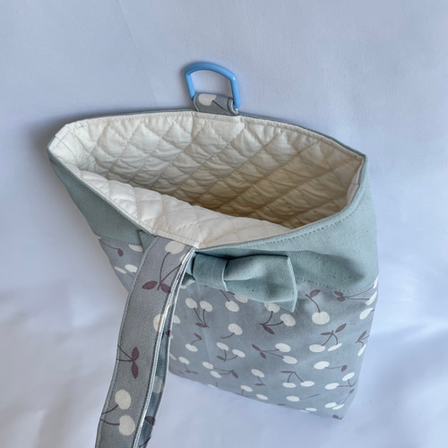 サイズオーダー可】入園入学3点セット くすみブルー さくらんぼ リボン