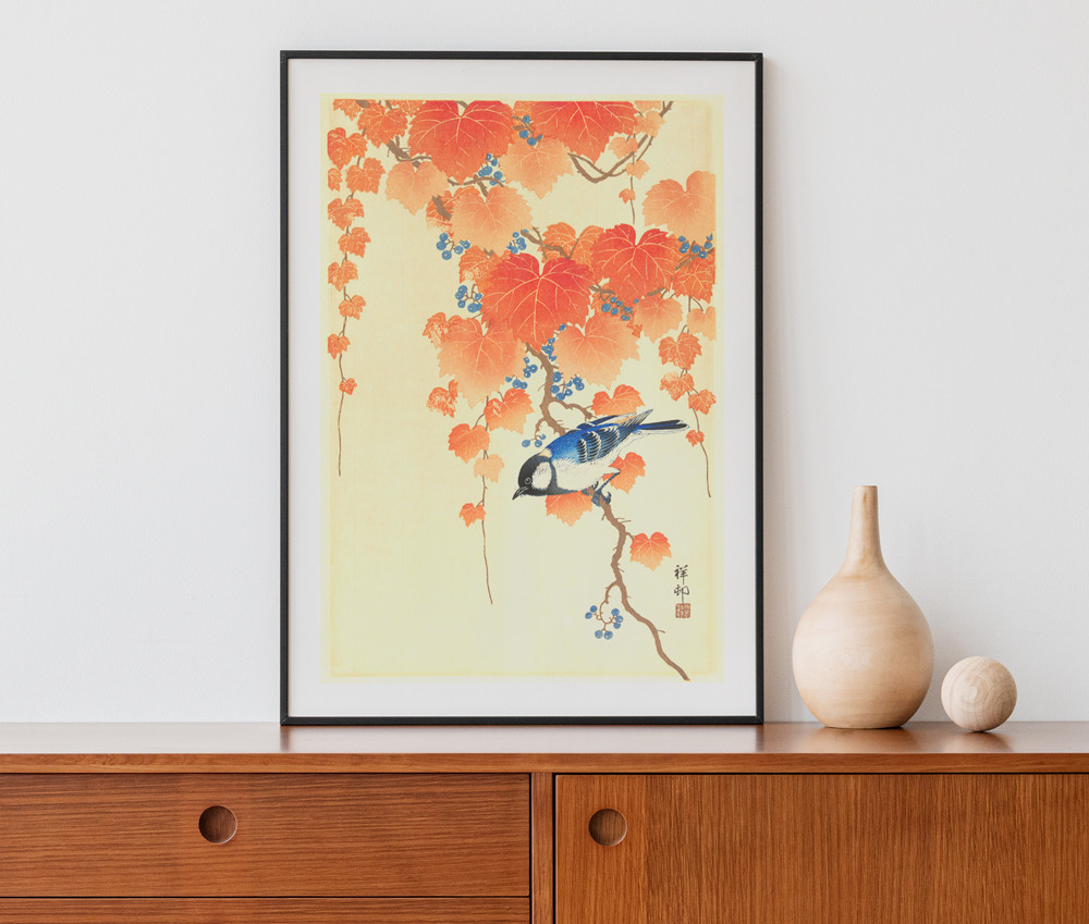 おの登茂子作品　　秋の絵画ポスター 絵画 額入り 壁掛け F6 川端龍子 日本の名画 複製画 額飾り 1枚