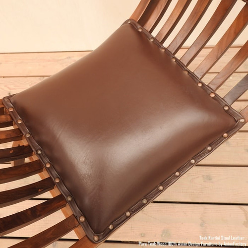 チーク無垢材 カルティニチェア レザー TB ティーブラウン 牛革 革張り