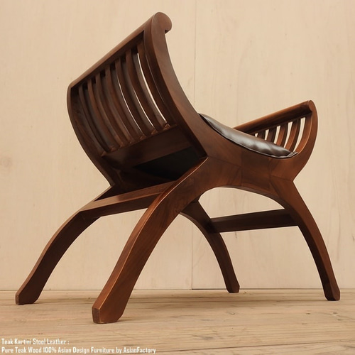 アンティーク 本革張りカルティニチェア カルティニチェア チーク無垢材 レザー NA 牛革 革張り スツール