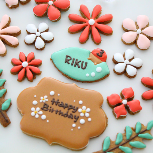 花 【アイシングクッキー】 ピンク 誕生日 オーダー 通販