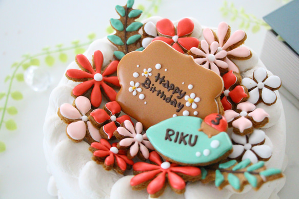 【アイシングクッキー】　花　フラワー　ケーキ　飾り　赤　ピンク 6枚目の画像