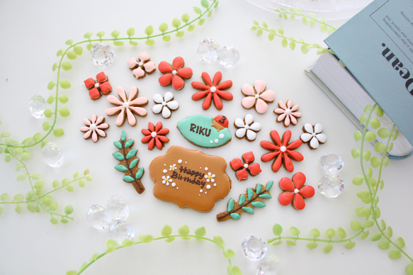 【アイシングクッキー】　花　フラワー　ケーキ　飾り　赤　ピンク 5枚目の画像