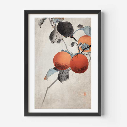 秋のポスター、小原古邨、柿、日本画、和モダンだけじゃない、応用が