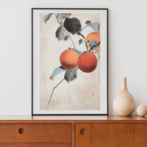 秋のポスター、小原古邨、柿、日本画、和モダンだけじゃない、応用が