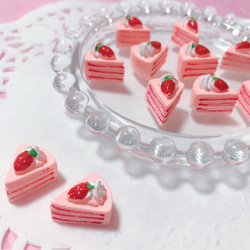 10個　デコパーツ　ショートケーキ　ストロベリー　パーツ　ピンク　アモール 2枚目の画像