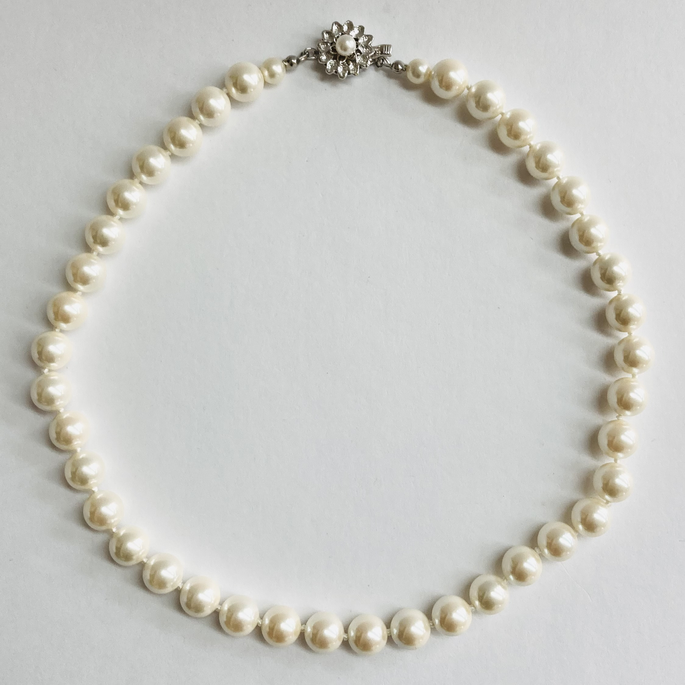 貝パールオールノットネックレス/9mm約43cm/Lt.クリームツートン/R/made in japan