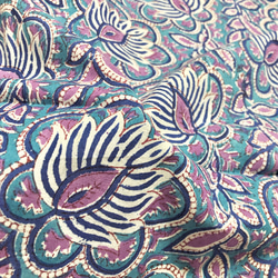 [50cm單位]藍紫色海軍花印度手工塊印花織品紡織品 第5張的照片