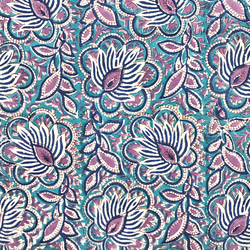 [50cm單位]藍紫色海軍花印度手工塊印花織品紡織品 第3張的照片