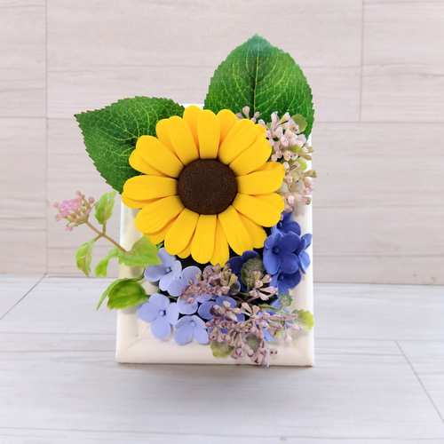 クレイフラワー　アレンジメント　造花　ギフト　プレゼント クレイフラワーアレンジメント造花ギフトプレゼント