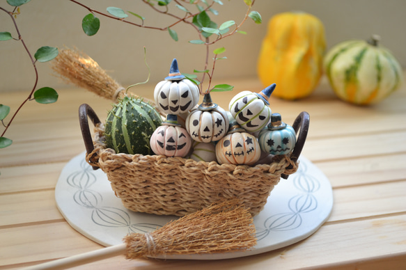 ハロウィン/お香立て】 ハロウィンかぼちゃのお香立て《ご自分でお顔を