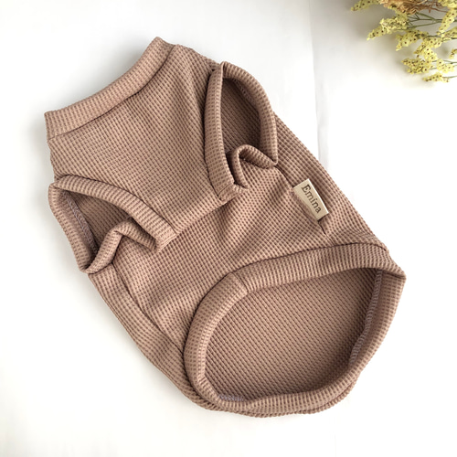 犬服　ハンドメイド　人気のくすみカラー♪ ワッフルニットのパーカータンクトップ 犬服♡ワッフルタンクトップ♡ペット服 わんこ服 シーズー トイ