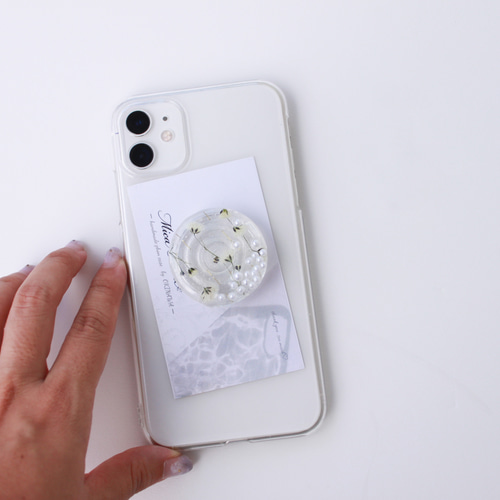 ぎっしりかすみ草のスマホリング　bluegraymix ぎっしりかすみ草のスマホリング bluegraymix