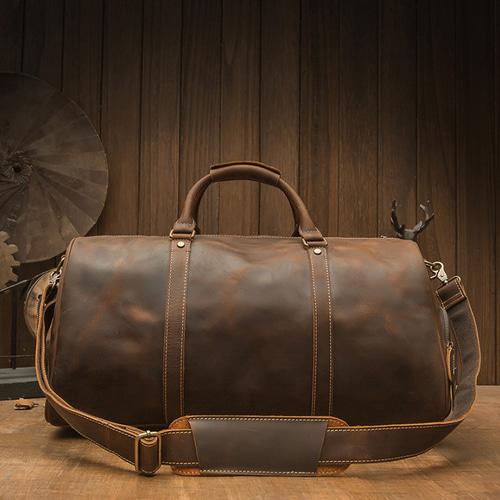 超大容量本革ボストンバッグ 手作り牛革のレトロな旅行バッグ ボストン