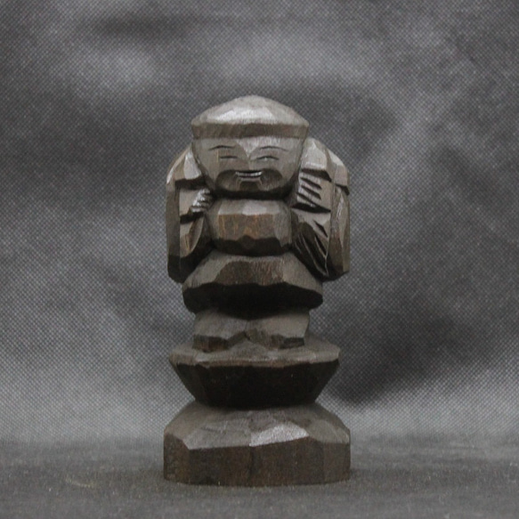 仏像 円空仏 木彫 大黒天（14cm 着色 dk3553） 彫刻 円空工房Z