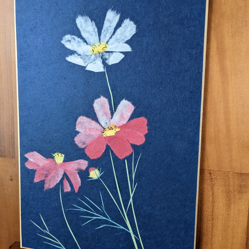 コスモス』和紙ちぎり絵原画 絵画 遠藤 通販 14758957｜Creema(クリーマ)