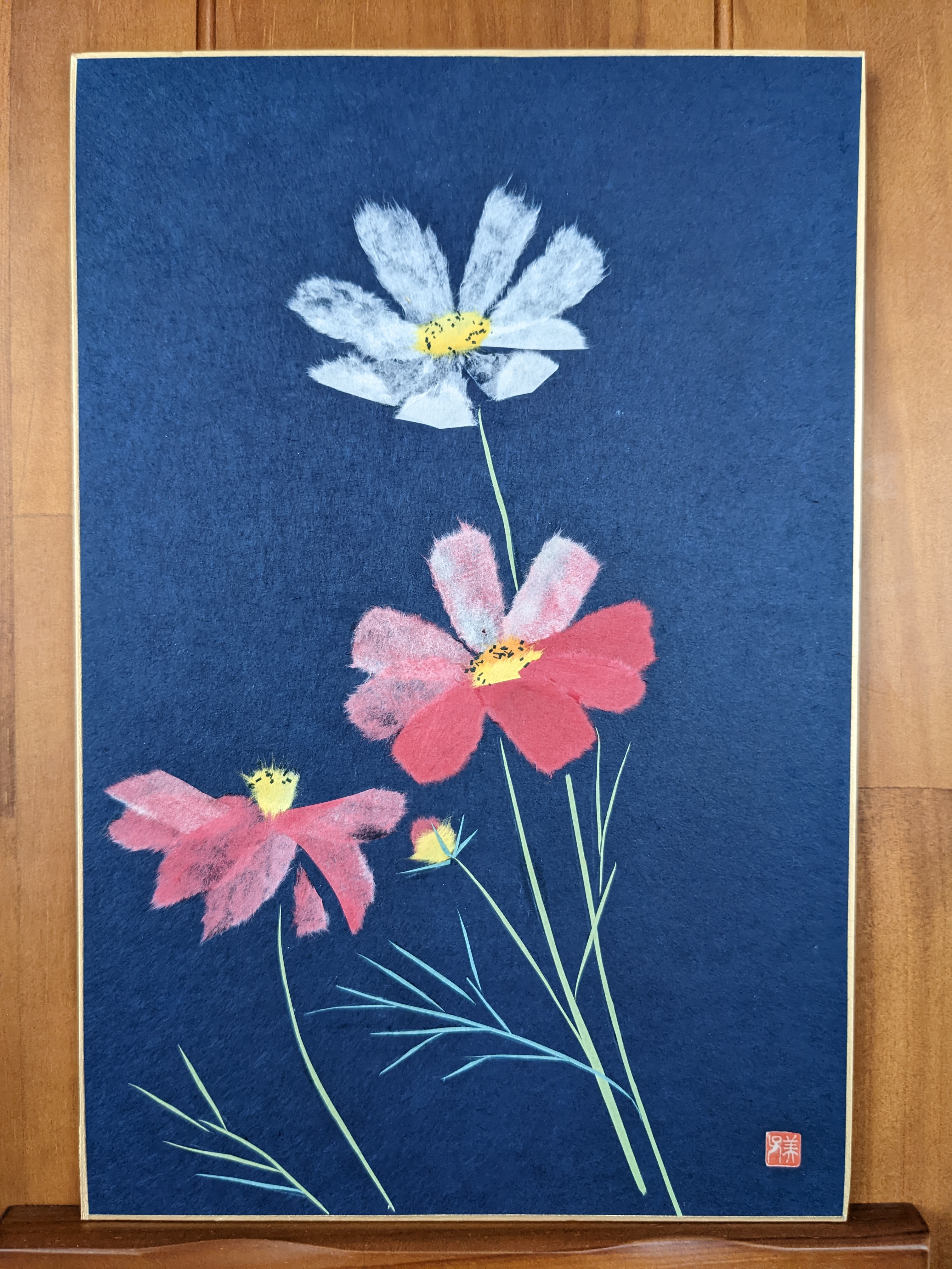 和紙 ちぎり絵 (読書美人後姿) 和紙 ちぎり絵 (読書美人後姿) 和紙 ちぎり絵 (読書美人後姿