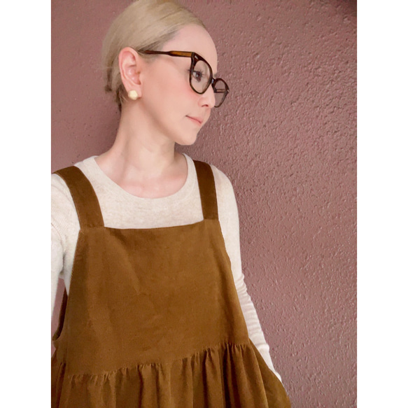 RATA ❤️長度可選❤️寬鬆套頭裙❤️柔軟燈芯絨❤️時尚棕色 第7張的照片