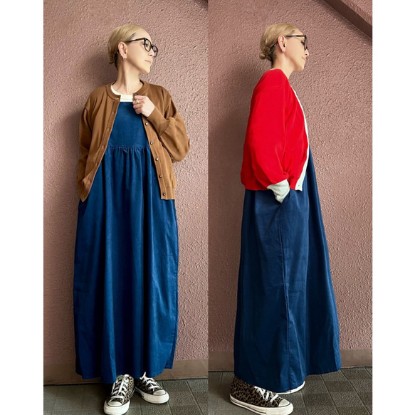 RATA ❤️長度可選❤️寬鬆套頭裙❤️柔軟燈芯絨❤️時尚棕色 第16張的照片