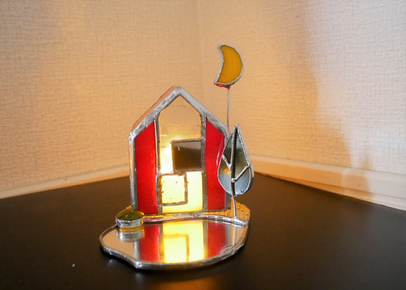✴︎:.｡赤い屋根の家と三日月のキャンドルホルダー♪（限定品）　 9枚目の画像