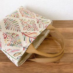 〈コンパクトサイズ〉スペイン製・ゴブラン織/カラフルリーフ（ツリー）トートバッグ 5枚目の画像